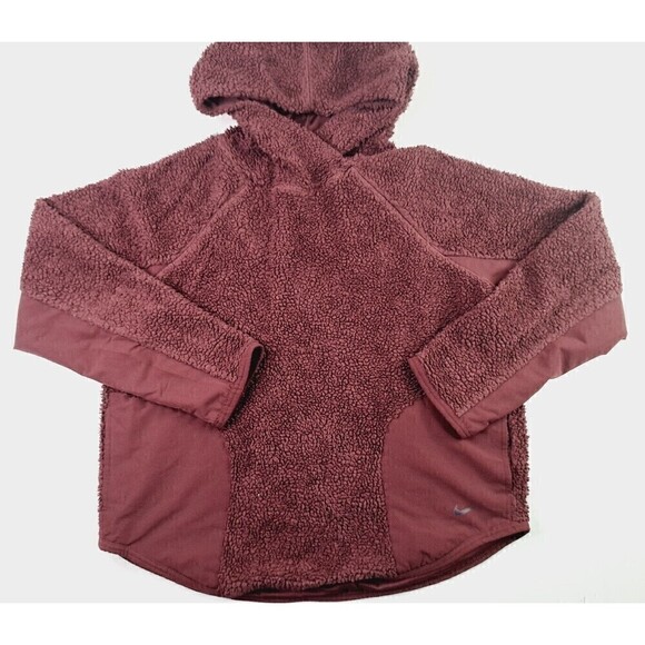 Nike Tops - Nike Sherpa Therma Fleece Sweatshirt Dark Red Burgundy Training Gym Women's SZ M